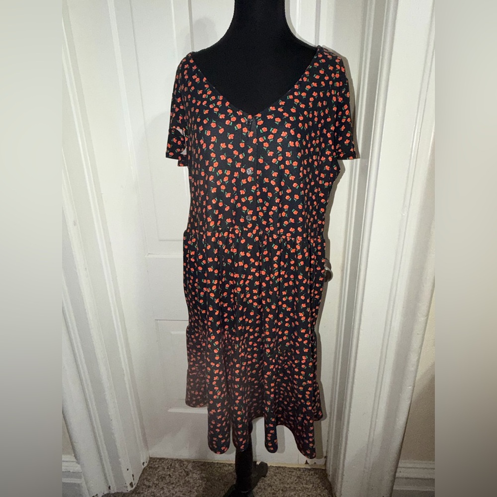 Derek Heart Black and Orange Floral dress womens‎ plus size 1X dress sun dress